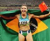 Maurren Maggio comemora a medalha de ouro nas Olimpíadas de Pequim. (Wnader Roberto/COB)